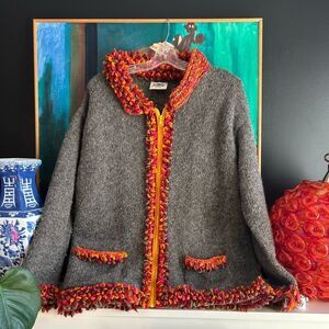 Las Americas Vintage Wool Zip Up Sweater Medium